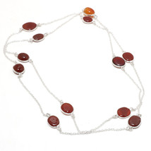 Carnelian Gemstone Handmade Christmas Gift Necklace Jewelry 36&quot; SA 6903 - £7.18 GBP