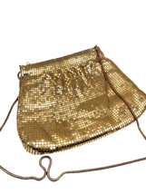 Vintage Gold Mesh Purse Long Strap Evening Bag Zip Top Cocktail Party Flapper - £22.11 GBP