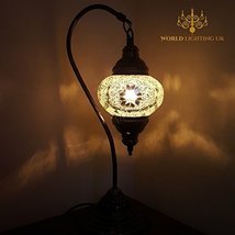 Turkish Lamp/Moroccan Lamp Tiffany Style Glass Desk Table Lamp - W1_Swan - £45.19 GBP