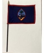 New Guam Mini Desk Flag - Black Wood Stick Gold Top 4” X 6” - £6.29 GBP