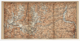 1893 Antique Map Of Vicinity Of Matterhorn Zermatt Switzerland Domodossola Italy - £19.85 GBP