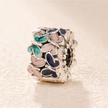 Sterling Silver Butterfly Arrangement Clip Charm with Pink, Blue, Green Enamel  - £13.47 GBP