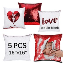 Sublimation Sequin Pillow Case Blanks 16&#39;&#39;X16&#39;&#39; Flip Reversible Mermaid Decorati - £30.55 GBP