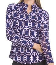 Nwt Gottex G Lifestyle Stained Glass Navy Blue Long Sleeve Mock M &amp; Xxl - £51.83 GBP