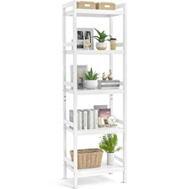 Bamboo Bookshelf, 5-Tier Narrow 55.9 Adjustable Book Shelf Bookcase Bathroom She - £101.51 GBP