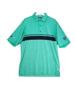 Footjoy FJ Men&#39;s L Green Striped Polo Golf Shirt Short Sleeve Royal Blue... - $34.83