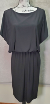 Anne Klein Dress Women&#39;s Size 10 Black Polyester Short Sleeve Round Neck Pleated - £21.81 GBP