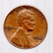 1962 D Lincoln Penny - Circluated- Moderate Wear - About XF - $4.99