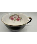 Jason Bone China Black &amp; White w/Pink Roses Tea Cup (England) No Saucer - $22.15 CAD