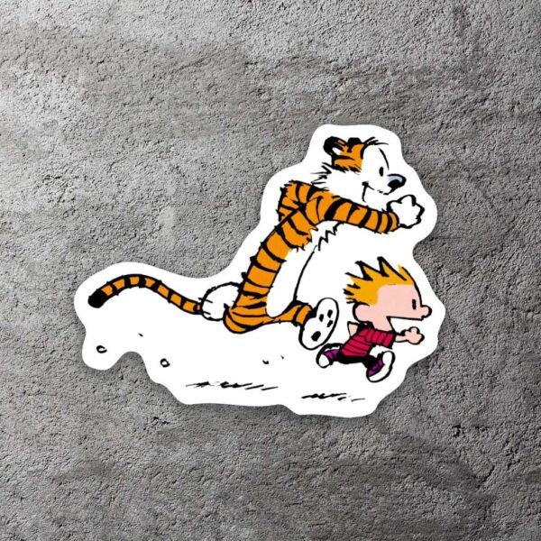 Calvin And Hobbes Vinyl Sticker 3.5"" Wide Includes Two Stickers New