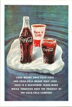 Vintage 1961 Coca-Cola Bottle Glass &amp; Cup On Floating Ice Advertisement - $6.49