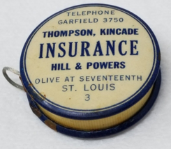 Thompson Kincade Insurance Tape Measure 1940s St. Louis Missouri Olive 17th - $23.70