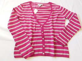 Bay Studio Women&#39;s Ladies Long Sleeve Cashmere Sweater Size XS Pink Grey striped - £54.02 GBP