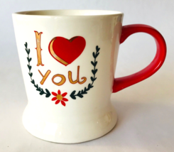 I Love You Coffee Mug Slant Collections Valentine Red White Gold Hand Wash - $12.59