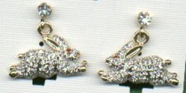 BUNNY RABBIT EARRINGS WITH SPARKLING CRYSTALS WITH POSTS - £5.97 GBP