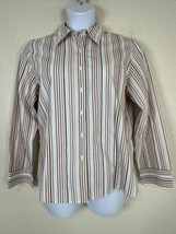 Talbots Womens Plus Size 16 (0X) Purple Stipe Button Up Shirt Long Sleeve - $16.38