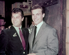 Tony Curtis Robert Wagner vintage off screen smiling pose 1950&#39;s 16x20 Poster - £15.62 GBP