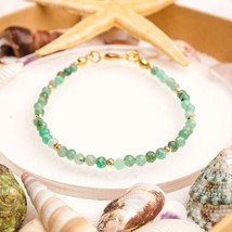 Natural Emerald Beaded Bracelet, 3MM Roundel Beads, Womens Gift for Christmas - $38.34+