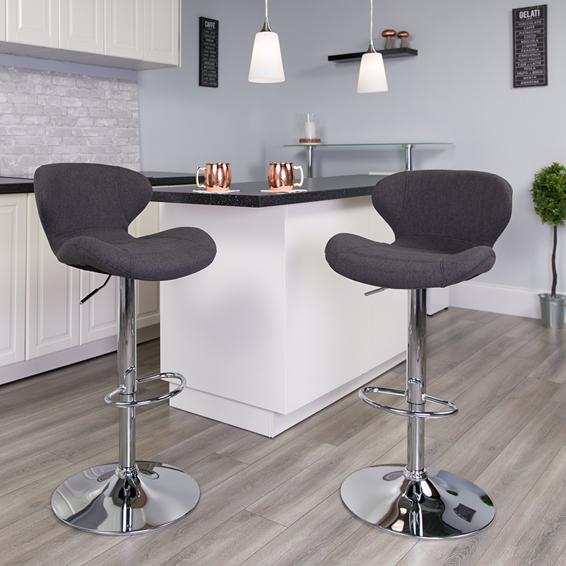 Charcoal Fabric Barstool CH-321-BKFAB-GG