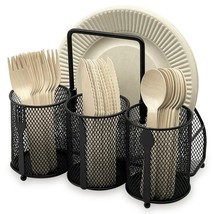 DysanVica Utensil Caddy Silverware Holder - 4 Compartment Metal Mesh Cutlery For - £34.35 GBP