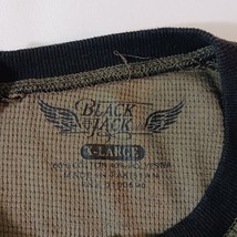 Black Jack Men's T-Shirt Black & Green Camo Henley Raglan Long Sleeve Tee Sz XL image 3