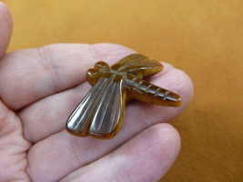 Y-DRAG-558 brown tan DRAGONFLY dragon fly BUG carving gemstone FIGURINE ... - $14.01