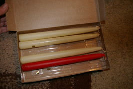 Partylite Ivory and Red Tapers 10&quot; Party Lite - $10.00