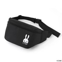 CUNE CUNE(R) Waist pouch with rabbit patch H16×W27×D9cm Novelty black - $52.22