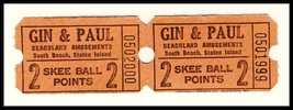 2 Beachland Amusements Skee Ball Tickets, South Beach, Staten Island,New... - $2.95