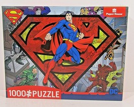 SUPERMAN &amp; VILLAINS Paper House / D. C. Comics 1000 Piece Jigsaw Puzzle ... - £14.18 GBP
