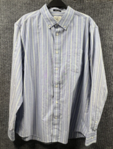 St. Johns Bay Dress Shirt Mens XL Blue Stripe Easy Care Casual Button Down VTG - $21.67