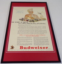 1942 Budweiser Beer / Bread Framed 11x17 ORIGINAL Vintage Advertising Poster - £55.38 GBP