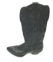 Justin Black Deercow Women&#39;s Stampede Western Boots Size 6.5 B Black Wor... - £63.26 GBP