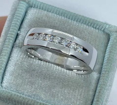 0.50Ct Genuine Natural Real Moissanite Wedding Band Ring 14K White Gold Plated - £81.86 GBP