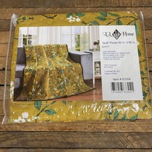 LL Home Floral Quilt Throw Blanket 50&quot; x 60&quot; Yellow Mustard Bedspread Decor 70s - £45.47 GBP