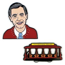 Mister Roger Face and Neighborhood Trolley Metal Lapel Pin Set of Two NE... - £12.14 GBP