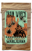 Train Wreck Marijuana Burlap Bag Western Mountain Pot Leaf Wall Hanging #19 Art - £13.07 GBP