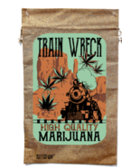 TRAIN WRECK MARIJUANA BURLAP BAG western mountain pot leaf wall hanging ... - $21.86 CAD