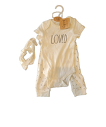 RAE DUNN Baby Bodysuit Set | Loved | 3 pc | 6-9M | NWT - £14.89 GBP