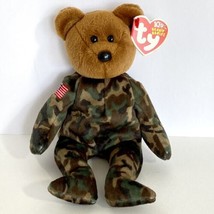 2003 TY Hero Camouflage Bear Beanie Babies with Tags 10yrs With ERRORS - $12.95