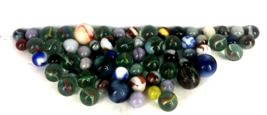 Vintage Marbles Lot of 65 Mixed Lot Shooters Cat Eyes Swirls Ribbons Glass Nice - £48.23 GBP