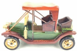 Antique Wooden Handmade Hand Painted 12&quot; Car w/ Original Box Rotating Wheel READ - £23.27 GBP