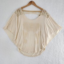 Free People Butterfly Sleeve Women&#39;s Dolmen Blouse Top Shirt Cream Lace ... - £10.98 GBP