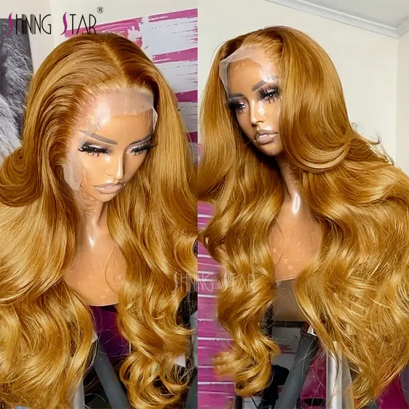34 Inch Ginger Blonde 13X6 Lace Front Wig 13X4 Body Wave Human Hair Wigs - £106.40 GBP+