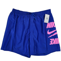 Nike Swim Men&#39;s XXL 7&quot; Racer Blue/Pink Stacked Volley Shorts NESSD514-418 New - £21.17 GBP