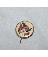3 Allied Flags-US, UK, France-World War I Pinback Button-3/4 inch, Gold ... - $18.00