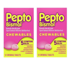 Pepto Bismol 12 Chewable Tablets for Upset Stomach &amp; Diarrhea Relief Packs - £11.57 GBP+