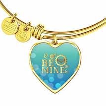 Express Your Love Gifts Be Mine Stainless Steel or 18k Gold Heart Bangle Bracele - £34.13 GBP