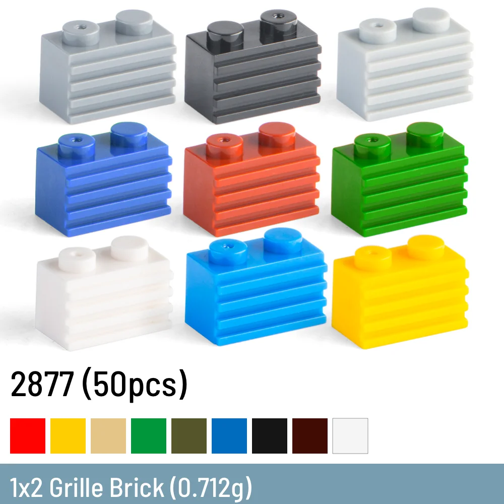 50 Pcs / Lot DIY Building Blocks Thick Figures Bricks 1x2 Grille Brick Size - £14.00 GBP
