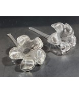 2 Clear Art Glass 8.5&quot; and 7.5&quot; Long Hand-Blown Iris Flower with Stem Sc... - $42.56